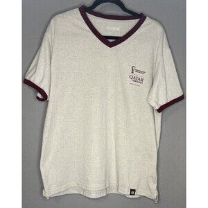 Qatar Airways FIFA World Cup 2022 Ringer Jersey T-Shirt Mens M V-Neck Soccer